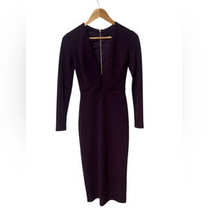 ASOS Women’s size 0 plum/ purple dress. Deep V neck zip up gold tone zipper.